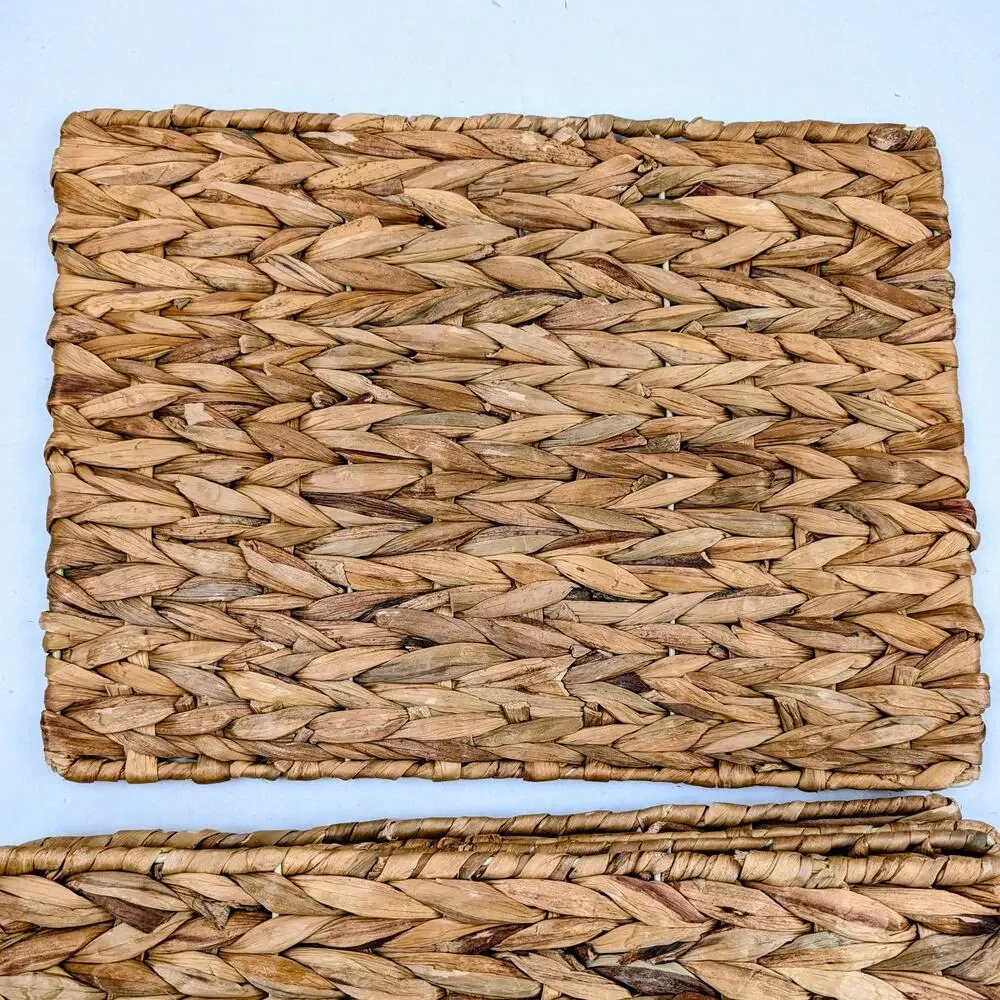 Set of 6 Natural Woven Fiber Rectangular Placemats Rustic Boho Table Mats